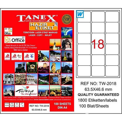 Resim Tanex TW-2018 Laser Etiket  63.5x46.6mm
