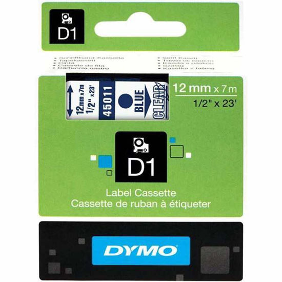 Dymo 45011 D1 Plastik Şerit Etiket 12mmx7mt Şeffaf/Mavi. ürün görseli