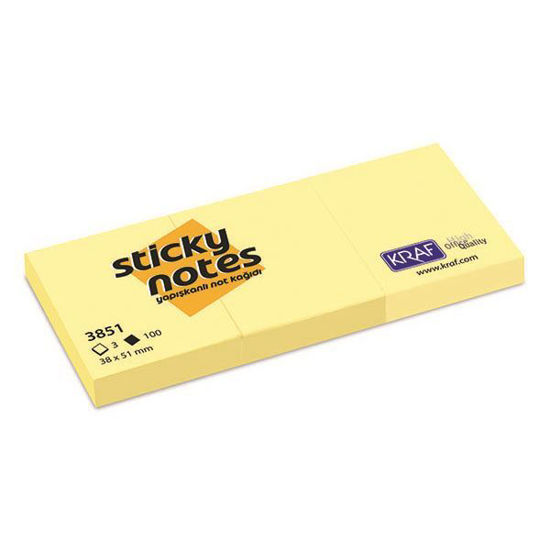 Kraf 3851 Yapışkanlı Not Kağıdı 38x51mm Sarı 100 Yaprak. ürün görseli