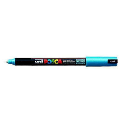 Resim Uni- Ball PC-1MR Posca Poster Marker 0.7mm Metalik Mavi