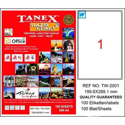 Resim Tanex TW-2001 Laser Etiket 199.6x289.1mm