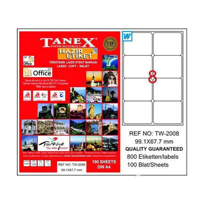 Resim Tanex TW-2008 Laser Etiket 99.1x67.7mm