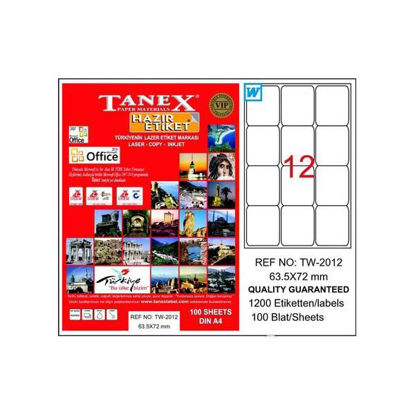 Resim Tanex TW-2012 Laser Etiket 63.5x72mm
