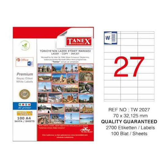 Tanex TW-2027 Laser Etiket 70x32.125mm. ürün görseli