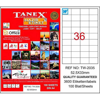 Resim Tanex TW-2035 Laser Etiket 52.5x33mm