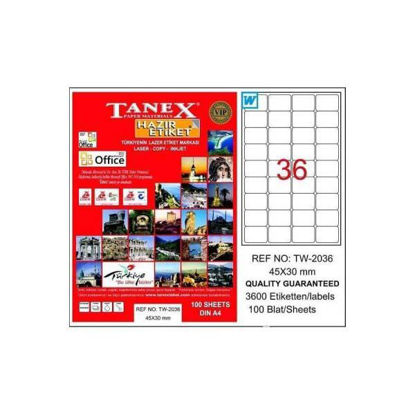 Resim Tanex TW-2036 Laser Etiket 45x30mm