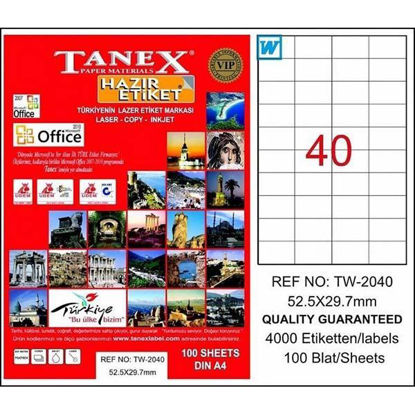 Resim Tanex TW-2040 Laser Etiket 52.5x29.7mm