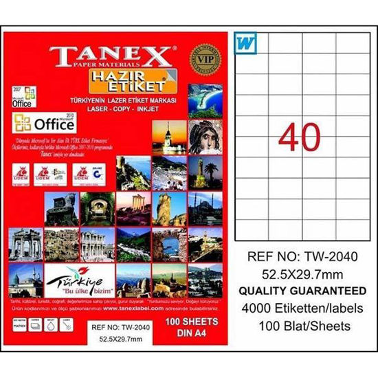 Tanex TW-2040 Laser Etiket 52.5x29.7mm. ürün görseli