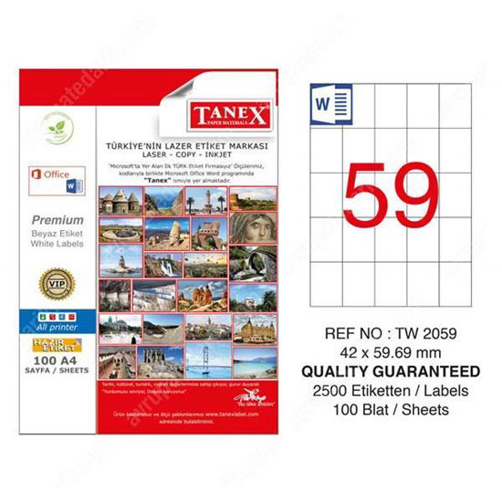 Tanex TW-2059 Laser Etiket 42x59.69mm. ürün görseli