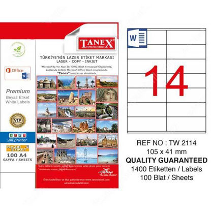 Resim Tanex TW-2114 Laser Etiket 105x41mm