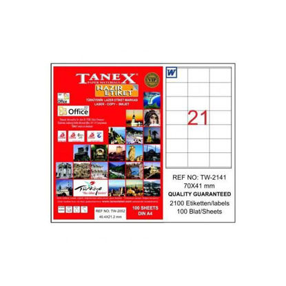 Resim Tanex TW-2141 Laser Etiket 70x41mm