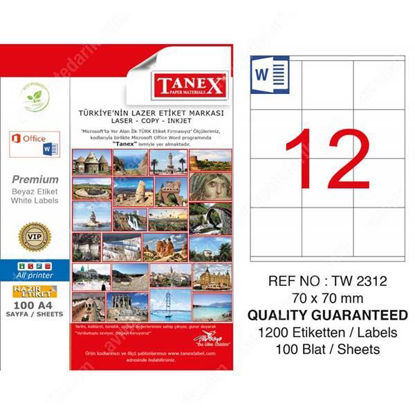 Resim Tanex TW-2312 Laser Etiket 70x70mm