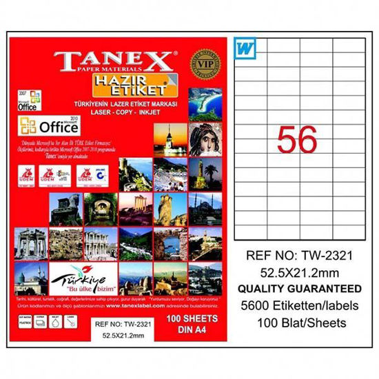 Tanex TW-2321 Laser Etiket 52.5x21.2mm. ürün görseli