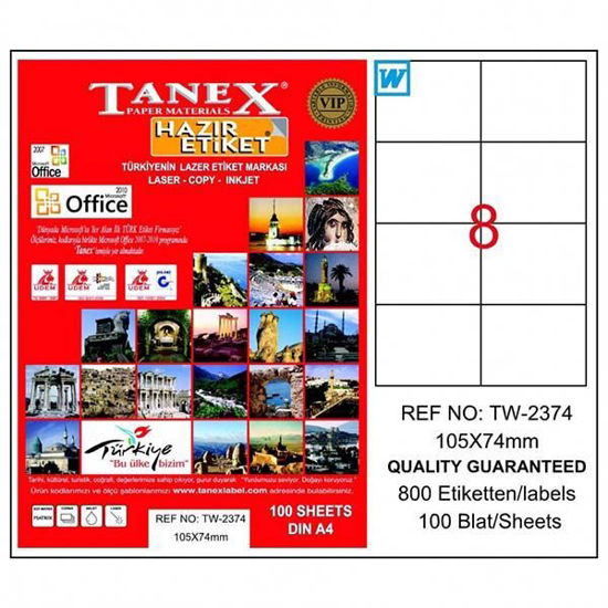 Tanex TW-2374 Laser Etiket 105x74mm. ürün görseli