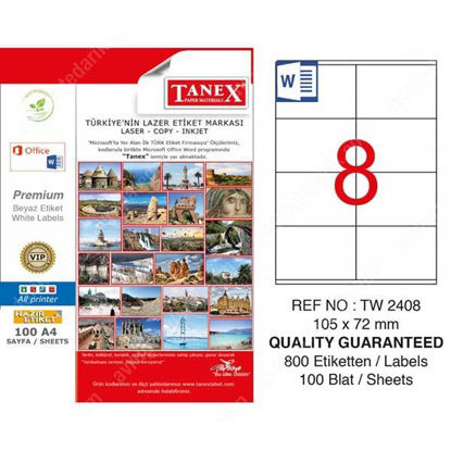 Resim Tanex TW-2408 Laser Etiket 105x72mm