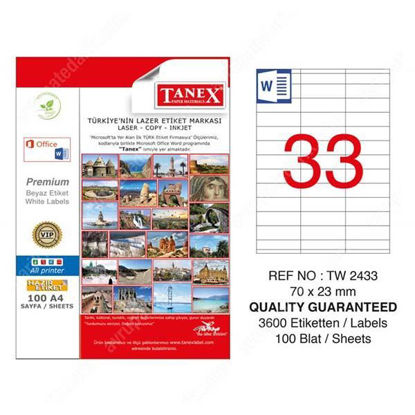 Resim Tanex TW-2433 Laser Etiket 70x23mm