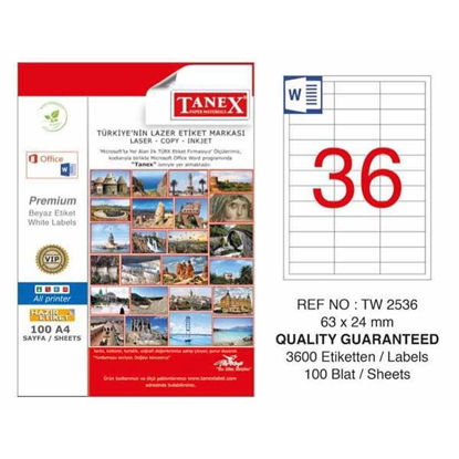 Resim Tanex TW-2536 Laser Etiket 63x24mm