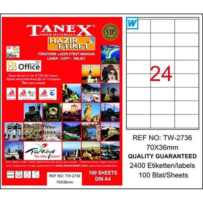 Resim Tanex TW-2736 Laser Etiket 70x36mm