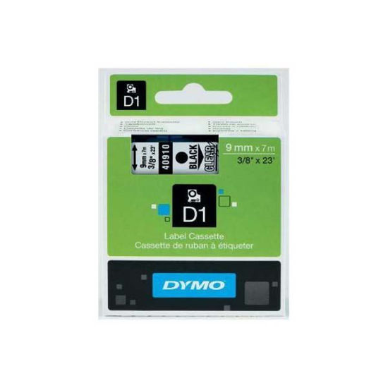 Dymo 40910 D1 Plastik Şerit Etiket 9mmx7mt Şeffaf/Siyah. ürün görseli