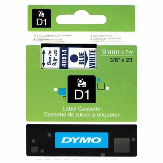 Dymo 40914 D1 Plastik Şerit Etiket 9mmx7mt Beyaz/Mavi. ürün görseli