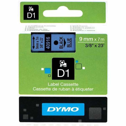 Resim Dymo 40916 D1 Plastik Şerit Etiket 9mmx7mt Mavi/Siyah
