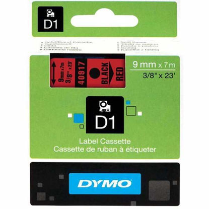 Resim Dymo 40917 D1 Plastik Şerit Etiket 9mmx7mt Kırmızı/Siyah