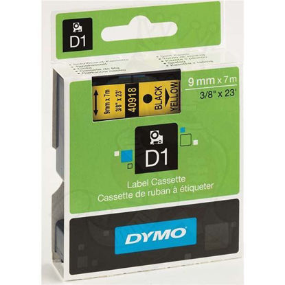 Resim Dymo 40918 D1 Plastik Şerit Etiket 9mmx7mt Sarı/Siyah