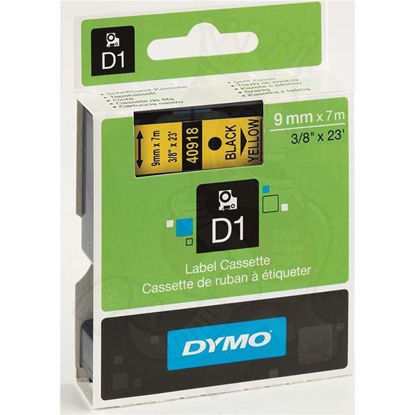 Resim Dymo 40918 D1 Plastik Şerit Etiket 9mmx7mt Sarı/Siyah