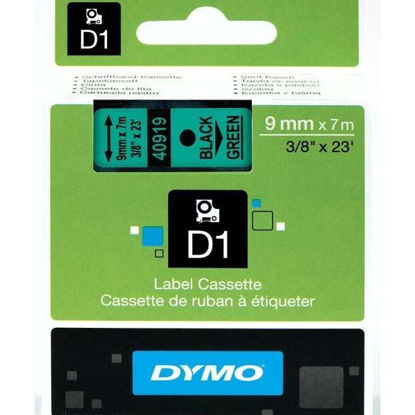 Resim Dymo 40919 D1 Plastik Şerit Etiket 9mmx7mt Yeşil/Siyah