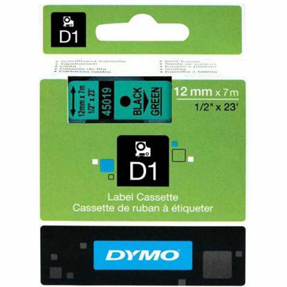 Resim Dymo 45019 D1 Plastik Şerit Etiket 12mmx7mt Yeşil/Siyah