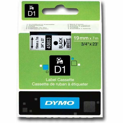 Resim Dymo 45803 D1 Plastik Şerit Etiket 19mmx7mt Beyaz/Siyah