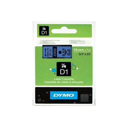 Resim Dymo 45806 D1 Plastik Şerit Etiket 19mmx7mt Mavi/Siyah
