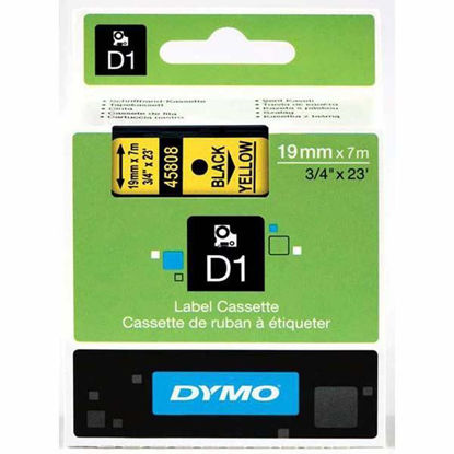 Resim Dymo 45808 D1 Plastik Şerit Etiket 19mmx7mt Sarı/Siyah
