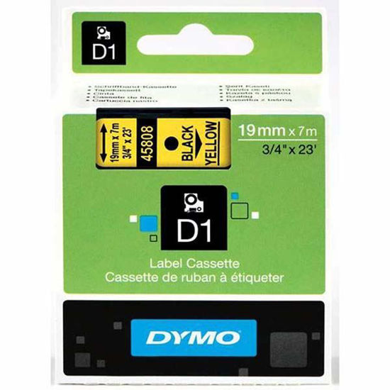 Dymo 45808 D1 Plastik Şerit Etiket 19mmx7mt Sarı/Siyah. ürün görseli