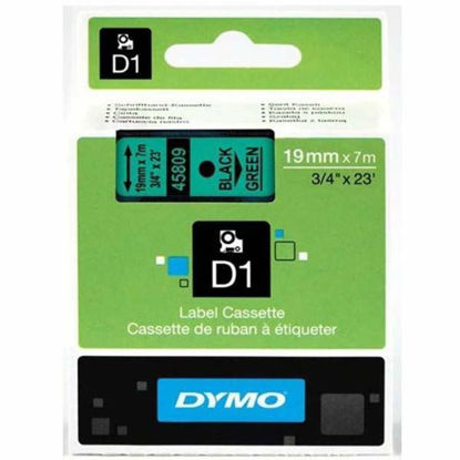 Resim Dymo 45809 D1 Plastik Şerit Etiket 19mmx7mt Yeşil/Siyah