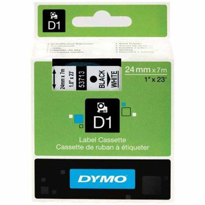 Resim Dymo 53713 D1 Plastik Şerit Etiket 24mmx7mt Beyaz/Siyah