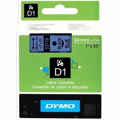 Resim Dymo 53716 D1 Plastik Şerit Etiket 24mmx7mt Mavi/Siyah