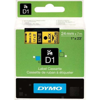 Resim Dymo 53718 D1 Plastik Şerit Etiket 24mmx7mt Sarı/Siyah