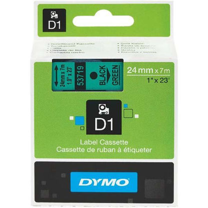 Resim Dymo 53719 D1 Plastik Şerit Etiket 24mmx7mt Yeşil/Siyah