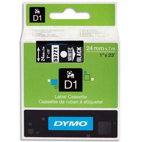 Dymo 53721 D1 Plastik Şerit Etiket 24mmx7mt Siyah/Beyaz. ürün görseli
