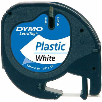 Resim Dymo 59422 Letratag Plastik Şerit Etiket 12mmx4mt Beyaz