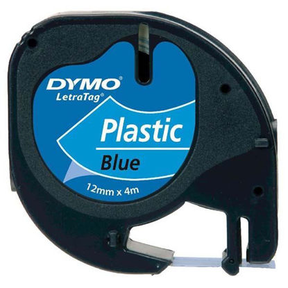 Resim Dymo 59426 Letratag Plastik Şerit Etiket 12mmx4mt Mavi