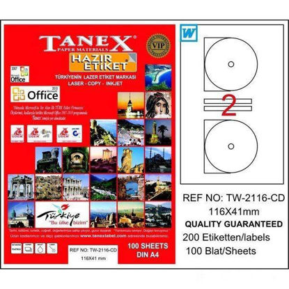 Resim Tanex TW-2116 CD Laser Etiket  116x41mm