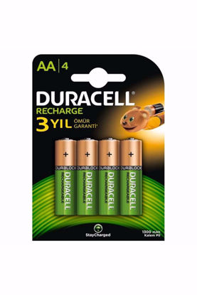 Resim Duracell Alkalin Şarj Edilebilir Pil AA 1300Mah 4'lü