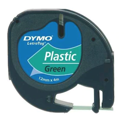 Resim Dymo 59430 Letratag Plastik Şerit Etiket 12mmx4mt Metalik Yeşil